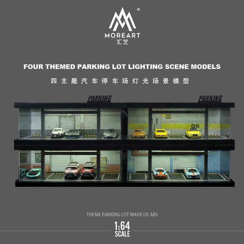 Model Kit Cars - Zestaw modelu garażu z podświetleniem, parking