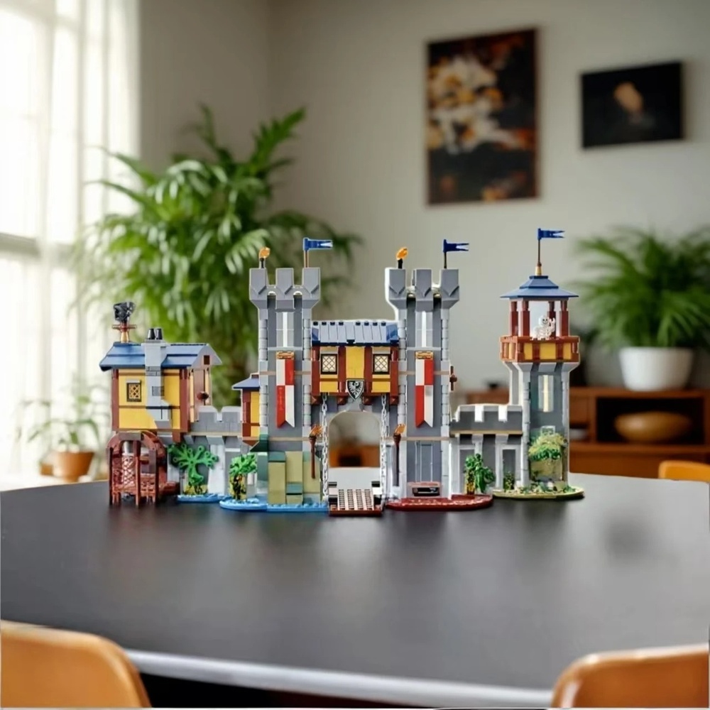 Model Kit Plastic - 1426 elementów Nowy Średniowieczny Zamek Architektoniczny